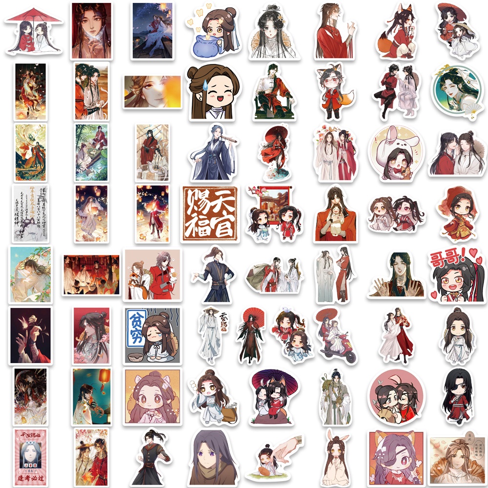 Bộ 65 Miếng Dán Trang Trí Mũ Bảo Hiểm / Bút Chì In Hình anime heaven Official 'S blessing graffiti