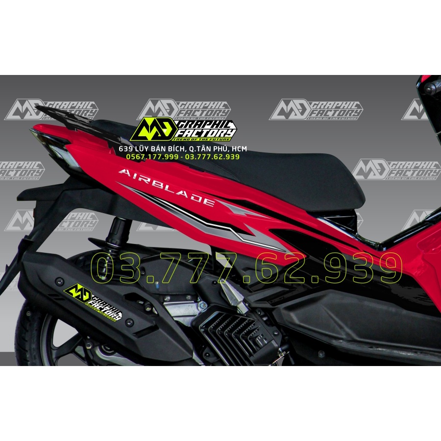 Tem rời Air Blade / AB /Air Blade 2022 2023 xe đỏ - tem chỉ xám đen đơn giản - không bay màu
