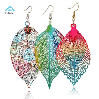 Velishy Bông Tai Dáng Dài Hình Chiếc Lá Nhiều Màu Sắc Phong Cách boho