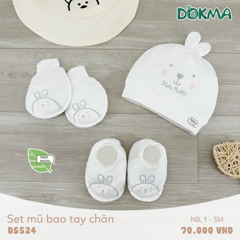 Set Mũ, Bao Tay, Bao Chân Dokma Chất Petit Mềm Mịn Cho Bé Sơ Sinh - Phụ Kiên Sơ Sinh/ Newborn/NB PL