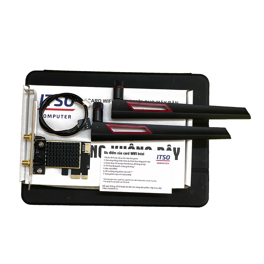 Card WIFI Intel AC 3168 7265 9260 AX200 AX210 có tản nhiệt cho máy bàn