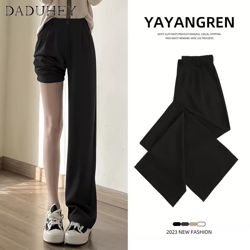 DaDuHey New American Ins High Street Thin Suit Casual Pants Niche High Waist Wide Leg Pants plus Size Trousers