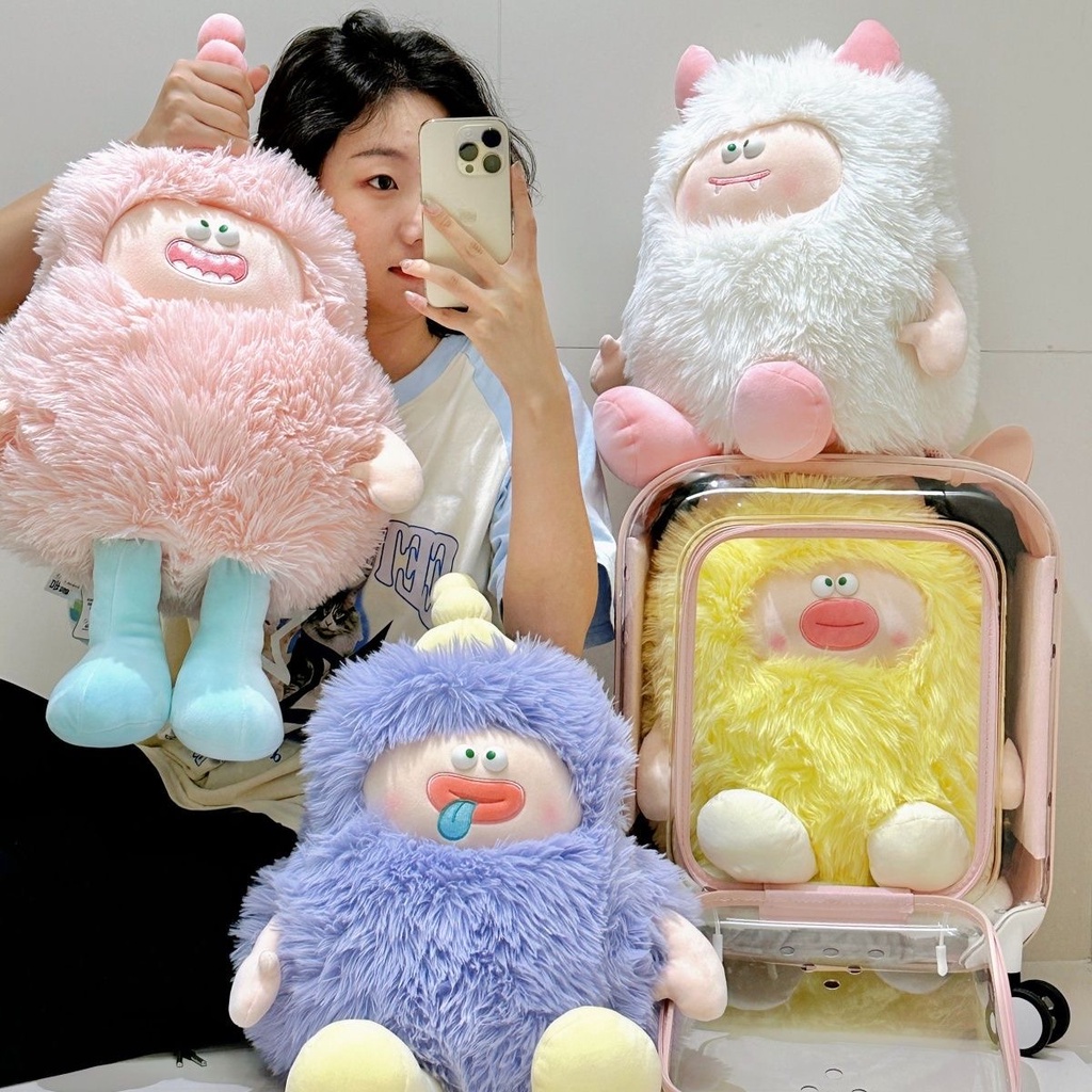 Panda~Đồ chơi nhồi bông  Quái vật nhỏ có lông Búp bê ngộ nghĩnh màu hồng dễ thương Mô phỏng gối mềm Quà tặng sinh nhật búp bê 0321