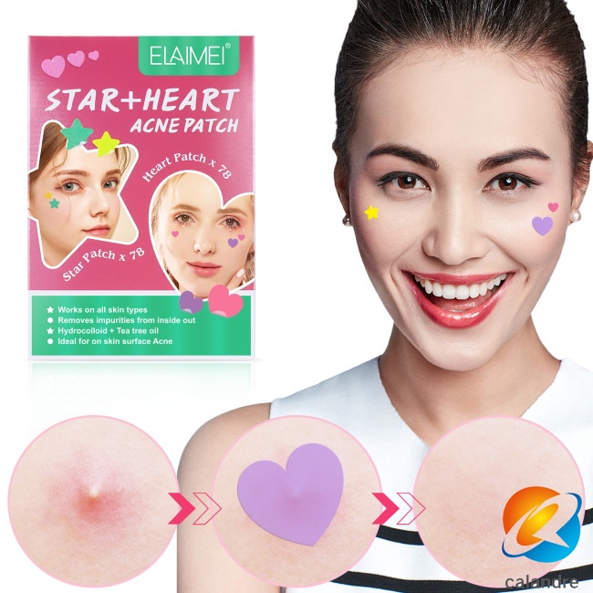 Miếng Dán Hỗ trợ giảm mụn hydrocolloid Hình Ngôi Sao / Trái Tim / Dầu Trà