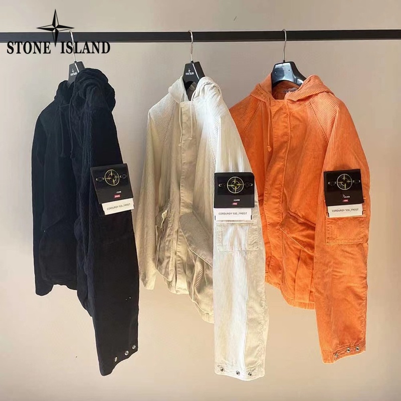Áo Khoác bomber Có Mũ Trùm Đầu Thêu logo stone island Chính Hãng Cho Cặp Đôi