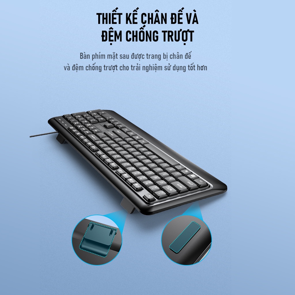 Combo Chuột & Bàn Phím Có Dây ROBOT KM2600 Thích Hợp Dùng Cho Laptop, Máy Tính, PC - Chính Hãng