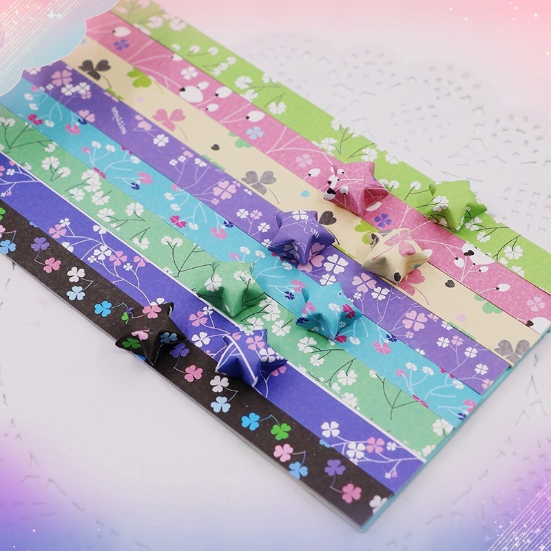 Set 136 Tờ Giấy Xếp Hình Hoa Hồng / Gấu / Cung Hoàng Đạo May Mắn / Ngôi Sao May Mắn handmade Làm Quà Tặ