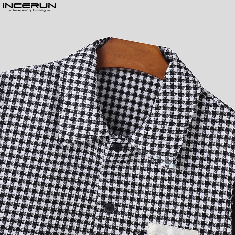 INCERUN Áo Thun Ba Lỗ Sọc Ca Rô Thời Trang Cá Tính Cho Nam
