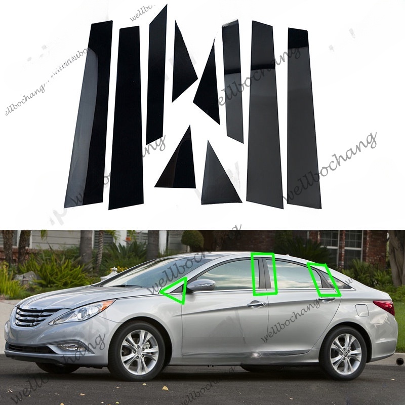 Dành Cho Xe Hyundai Sonata YF i45 2010-2014 10 Chiếc Cửa Sổ Ô Tô Cột B C Trụ Cột Bài Bao Viền Đen Bó