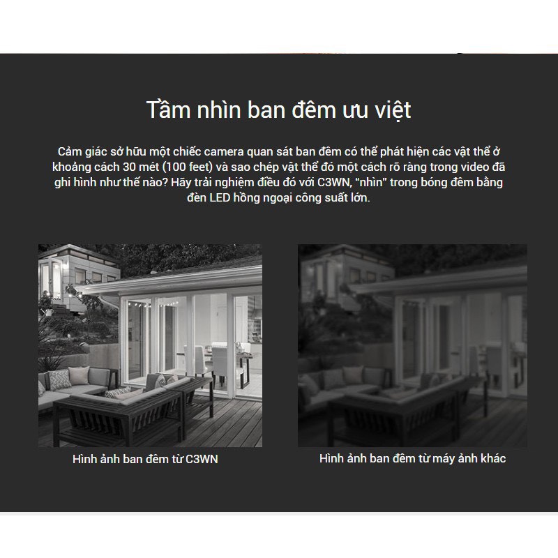 Camera ngoài trời IP WiFi Ezviz C3WN 2MP 1080P Full HD - Hồng ngoại ban đêm