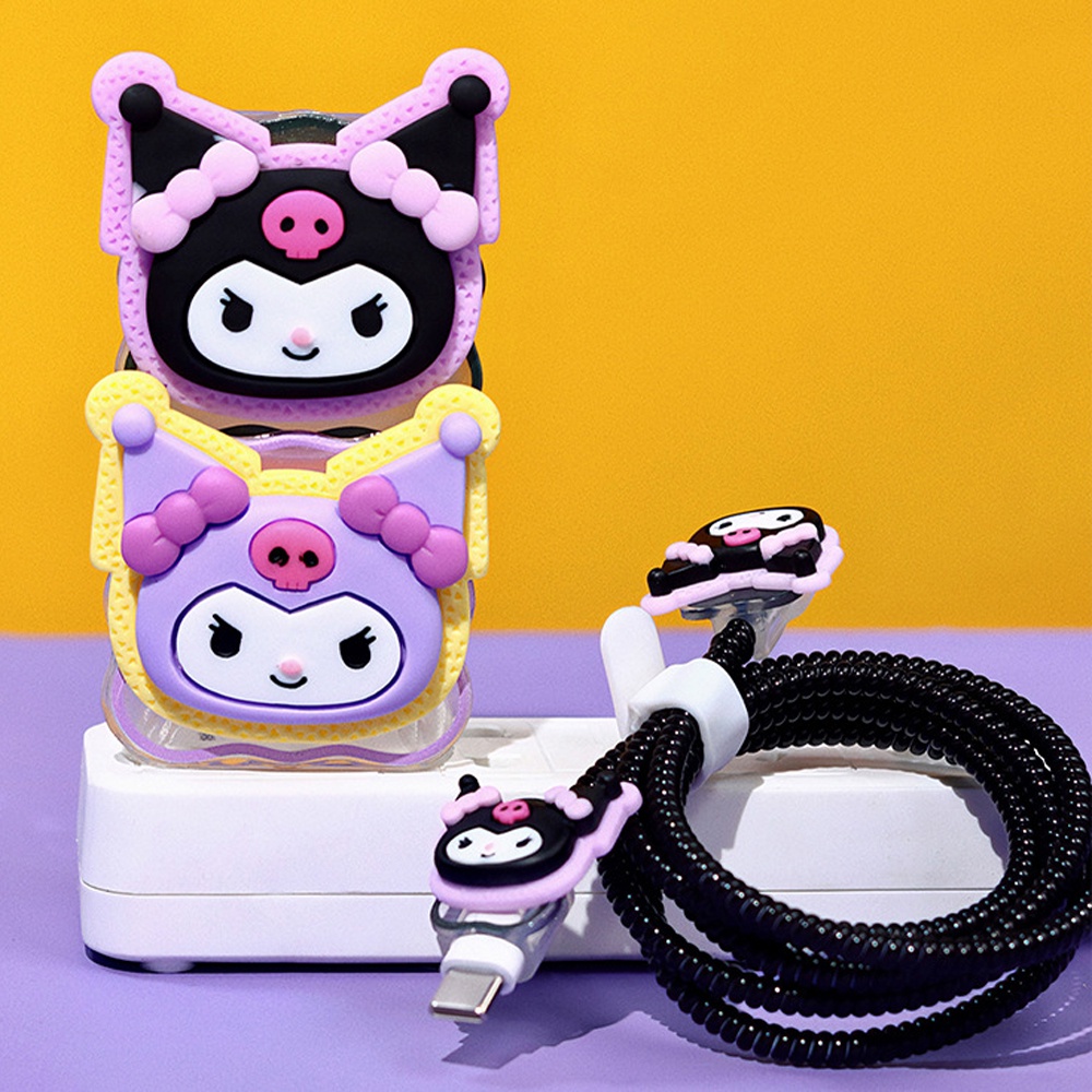 Hoạt Hình Phụ Kiện Bảo Vệ Dây Cáp Sạc iphone 18 / 20w 3d Hình sanrio kuromi