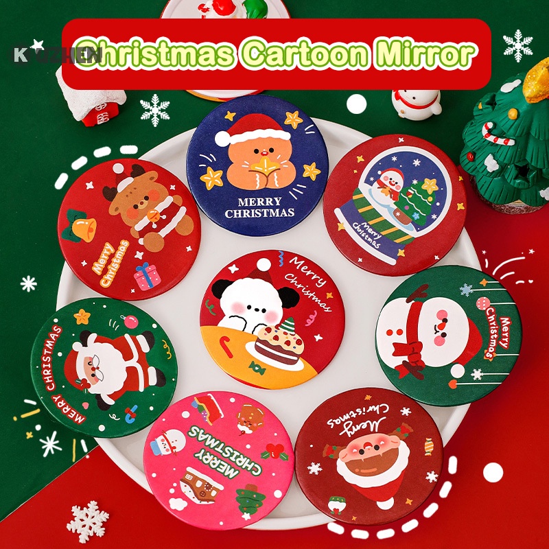 Gương Trang Điểm mini Cầm Tay Hình Tròn Nhỏ Hoạt Hình kuzhen Giáng Sinh Ký Túc Xá Sinh Viên Ký Túc Xá kuzhen Quà Tặng Trẻ Em