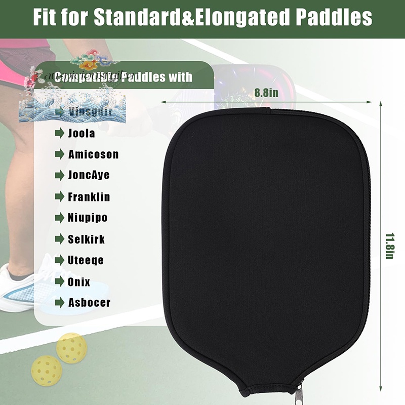 Auspiciousrui1 Túi Bọc Bảo Vệ Vợt Chơi pickleball Chất Liệu Cao Su Tổng Hợp 8.25X11.25 inch