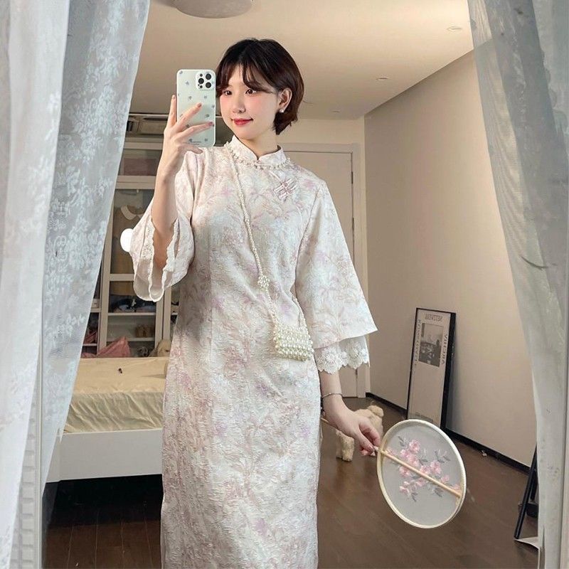 Đầm Sườn Xám Dáng Dài Thời Trang Mùa Hè Dành Cho Nữ