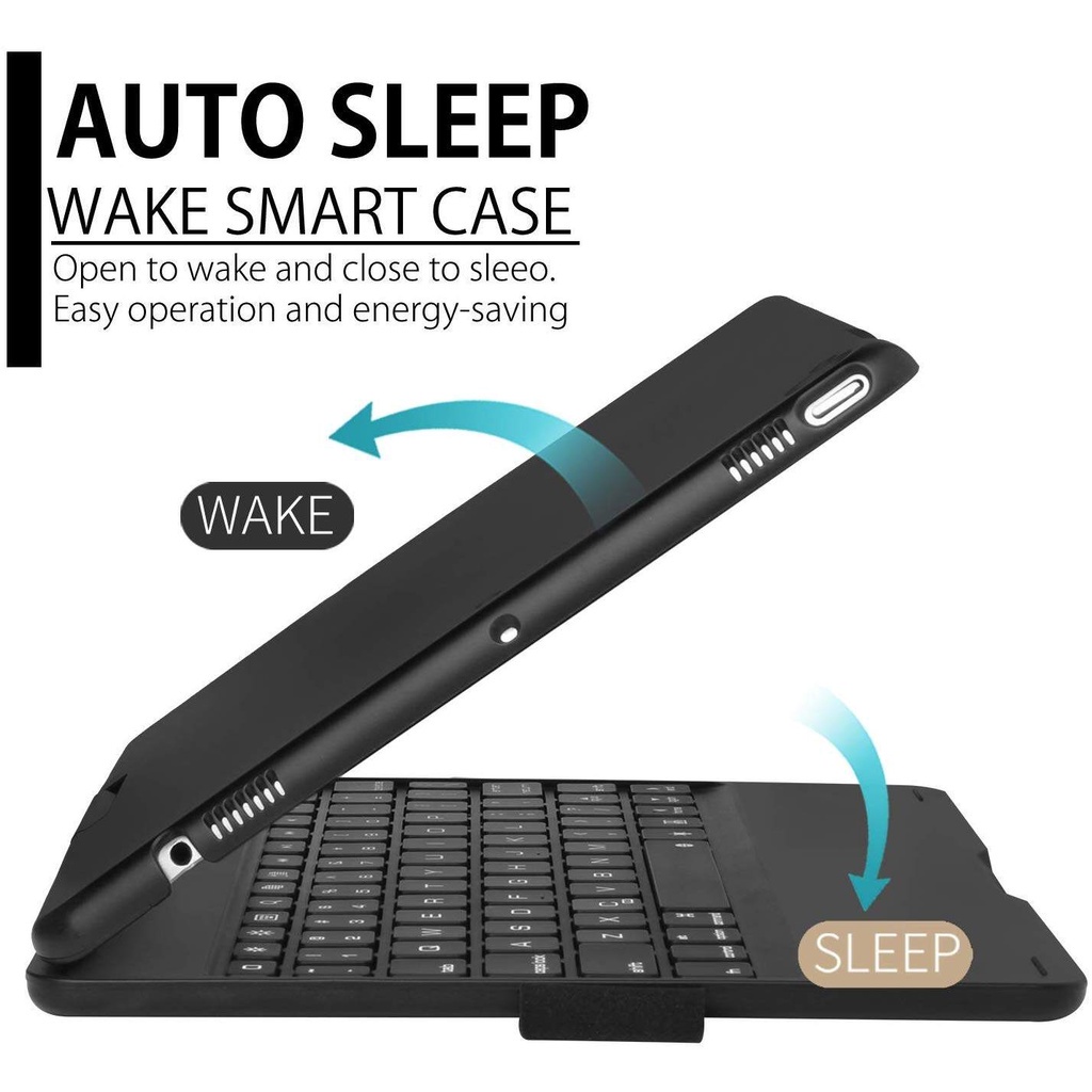 Bao Da Máy Tính Bảng Có Bàn Phím bluetooth 360 Độ Tự Động Bật / Tắt Cho ipad 10.2 inch / air 5 / air 4 / ipad 10th gen / mini 6