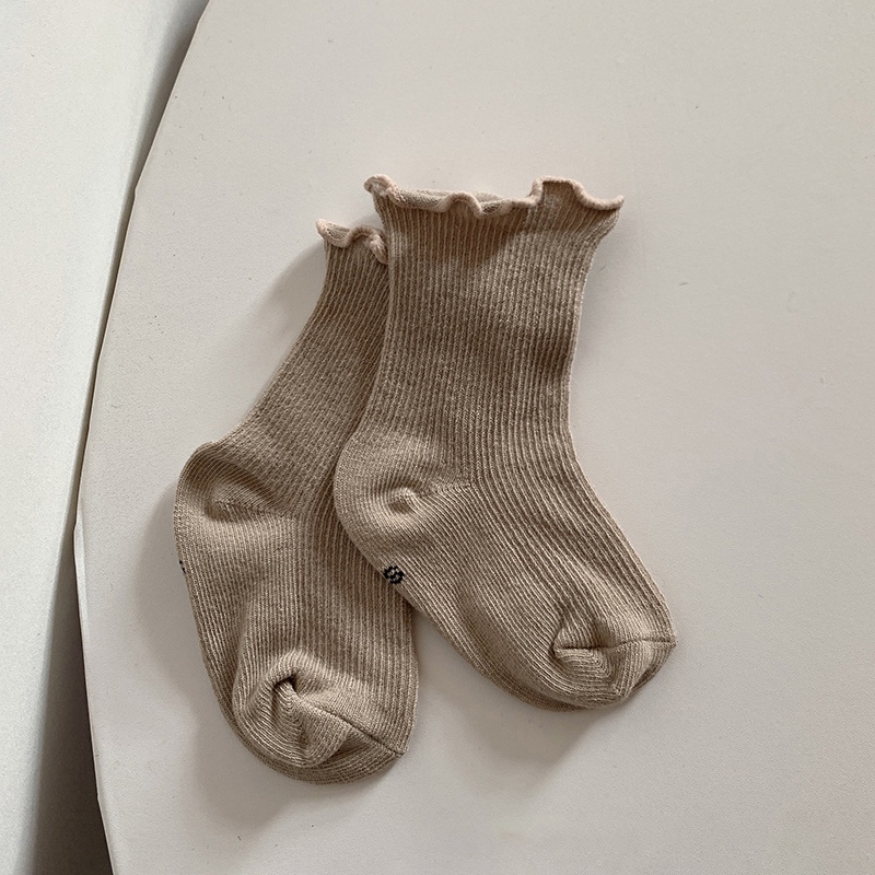 Màu Trơn Xù Cho Bé Tất Thoáng Khí Mềm Mại Cotton Tập Đi Bé Gái Tất Mắt Cá Chân Thoải Mái Co Giãn Trẻ Em Giữa Tất