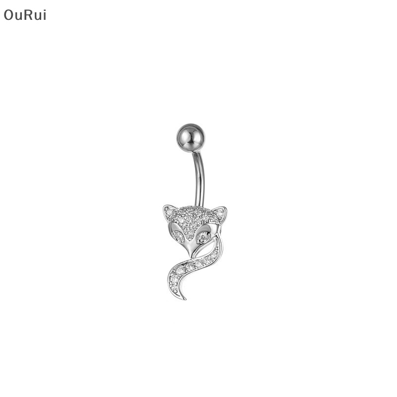 Khuyên Rốn Khảm Đá zircon Toàn Diện Hình Cáo Quyến Rũ Thời Trang Cho Nam Và Nữ