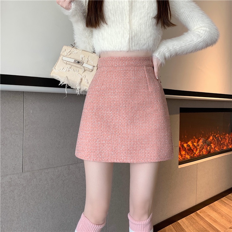 Liasynnn Chân Váy Ngắn Dáng Chữ a Nhỏ Ôm Hông Cao Cấp Thời Trang Mùa Thu Đông Có Giới Hạn ~ Chân Váy Ngắn Vải tweed
