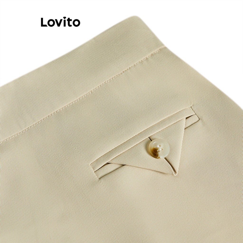 Lovito Váy bất đối xứng hai lớp trơn đơn giản cho nữ L68ED328