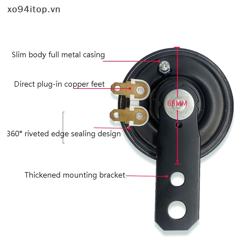 Xoitop Còi Điện 12v 1.5a 105db Chống Thấm Nước Thông Dụng Cho Xe Hơi / Xe Tải / suv vn