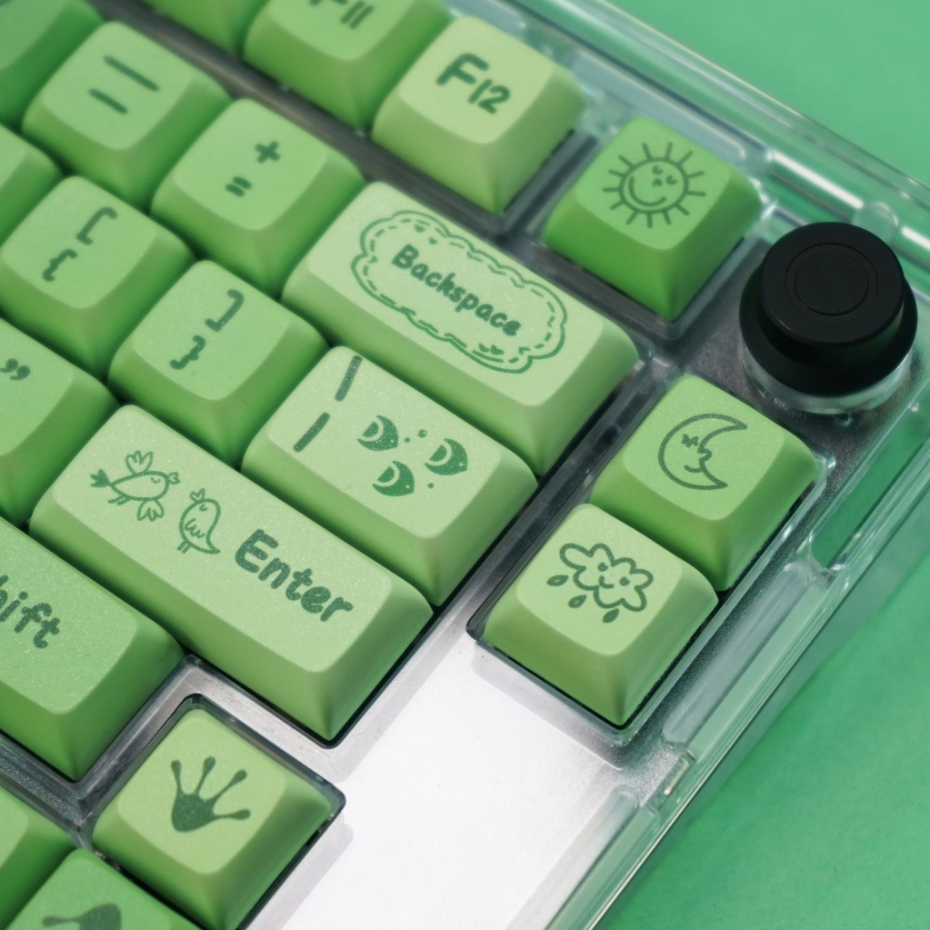 Keycap chủ đề ao sen xanh, keycaps 129 phím, XDA cao 9,5MM, nhuộm thăng hoa PBT, thích hợp cho bàn phím phím 87/68/84/104/108