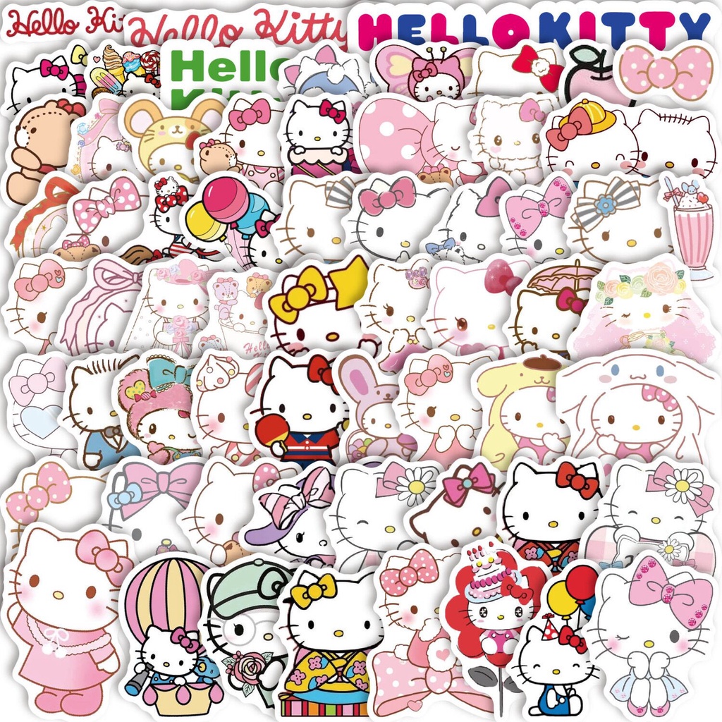 Hộp 60 Miếng Dán Hoạt Hình sanrio kuromi cinnamoroll melody Đáng Yêu
