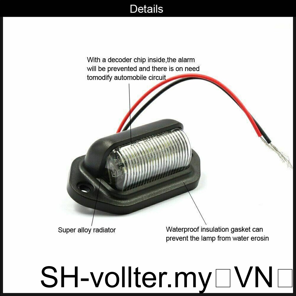 1 / 2 / 3 Đèn led Màu Đen Gắn Biển Số Xe Hơi