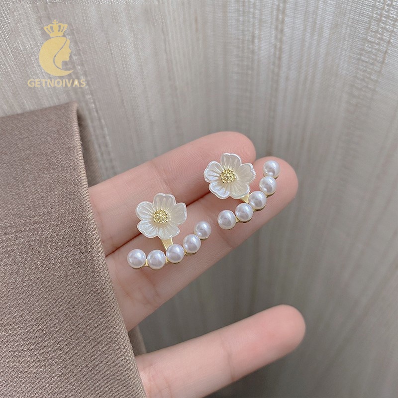 One Bông Tai Hoa Đính Ngọc Trai Nhân Tạo Thanh Lịch Thời Trang