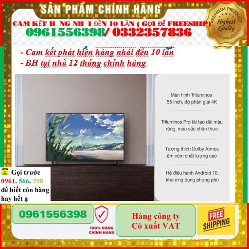 Smart Tivi Sony 55 Inch 4K UHD KD-55X86J &lt; Chính hãng BH:24 tháng tại nhà toàn quốc &gt; - Mới 100% |