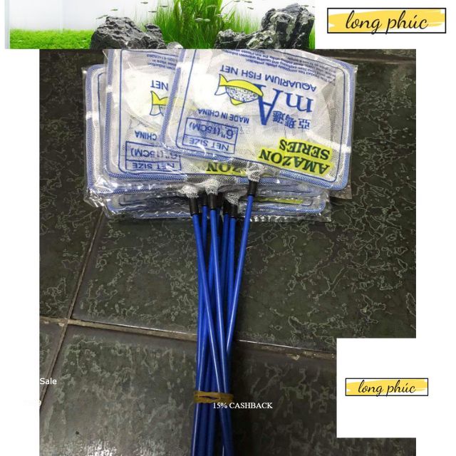 > Vợt vớt cá cán nhựa xanh