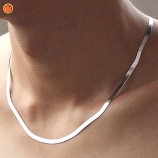 Vòng cổ sợi xích rắn 4mm m? vòng cổ mạ bạc cá tính thời trang cho cặp đôi
