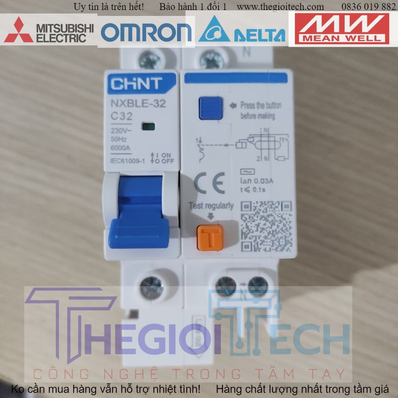 Cầu dao tự động ChinT NXBLE-32 2P 6A, 10A, 16A, 20A, 25A, 32A, 40A, 50A, 63A - NXBLE-32 2P 16A