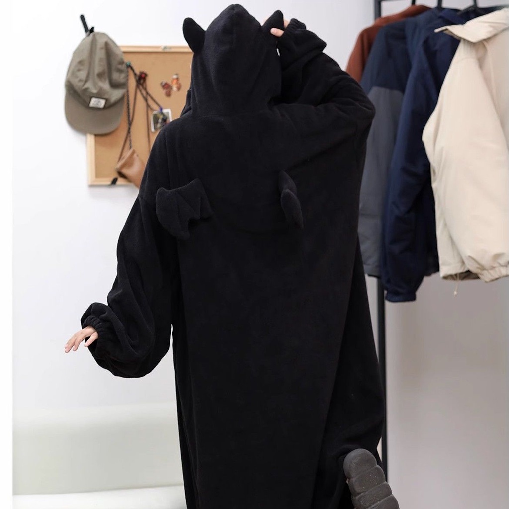 Áo Choàng Ngủ Một Mảnh Có Mũ Trùm Dáng Rộng Oversize Thời Trang Mùa Đông Cho Cặp Đôi