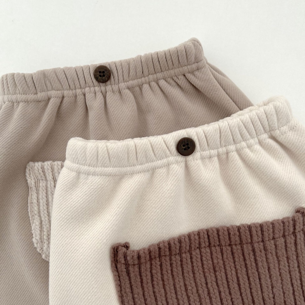 Quần harem Dáng Rộng Bằng Lông Cừu Có Túi Lớn Phong Cách Hàn Quốc Đơn Giản Mùa Thu Đông Dành Cho Trẻ Sơ Sinh Jof77