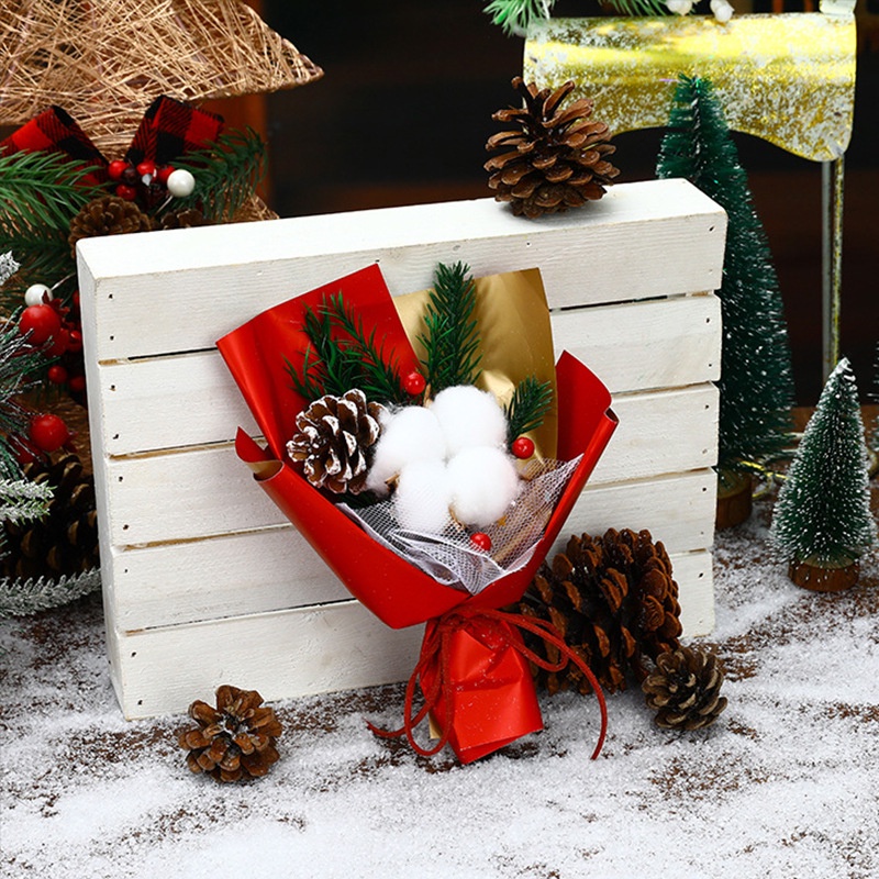 Bó Hoa Khô Hình Nón Bằng cotton Dùng Làm Quà Tặng Giáng Sinh diy