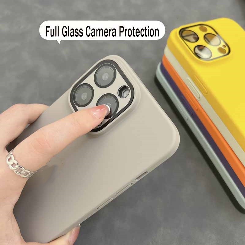 Cứng Ốp Điện Thoại Kính Cường Lực pc Chống Trầy Xước Màu Titan Cho iphone 15 pro max 11 12 13 14