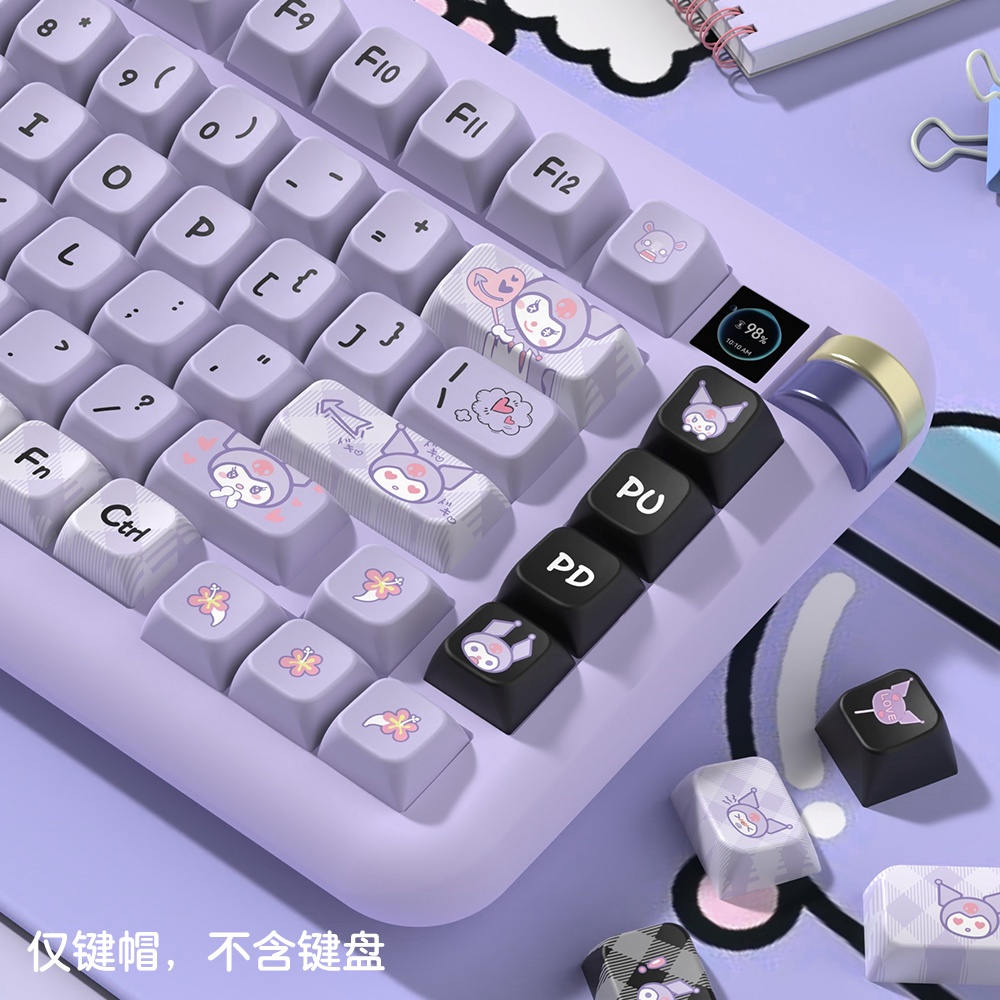 Kuromi Cute Black Pink Purple Keycap Bàn Phím Cơ 138 / 158 Phím mda alice 80 Màu Đen / Hồng / Tím / Tím Xinh Xắn