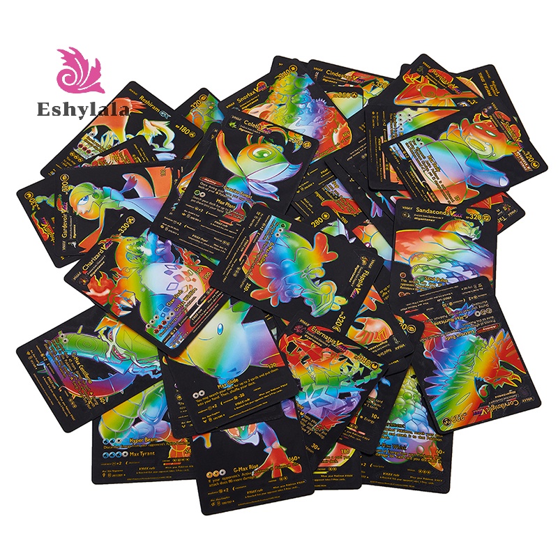 Hộp 55 Thẻ Bài pokemon Bằng Kim Loại Màu Vàng / Bạc vmax gx charizard