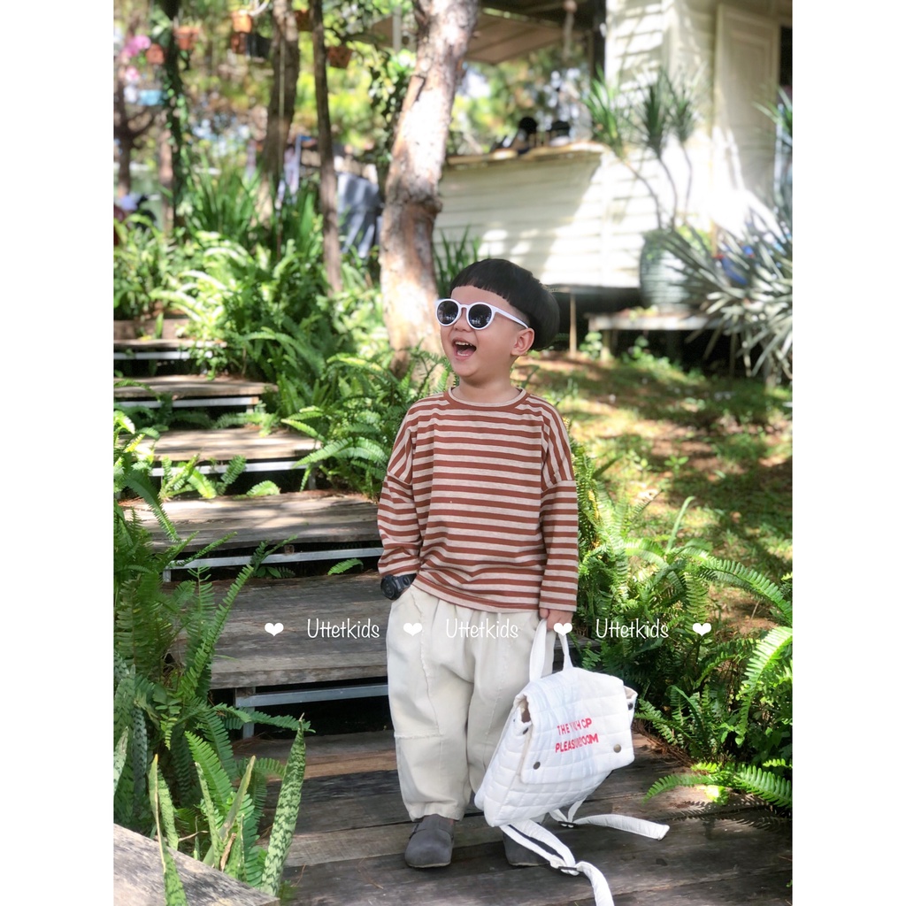 ÁO THUN SỌC TAY DÀI PHONG CÁCH HÀN QUỐC CHO BÉ GÁI VÀ BÉ TRAI 1189