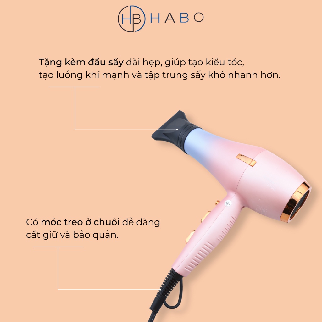 Máy sấy tóc MNH S760 2 chiều nóng lạnh, công suất lớn 2200W
