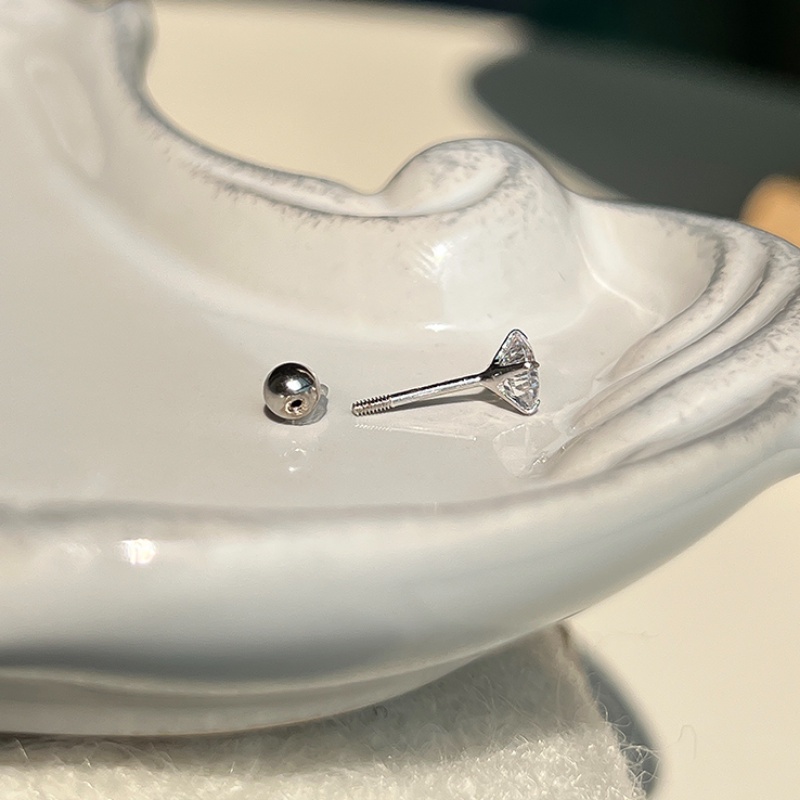 1 Đôi Bông Tai Mạ Bạc 925 Đính Đá zircon Đơn Giản