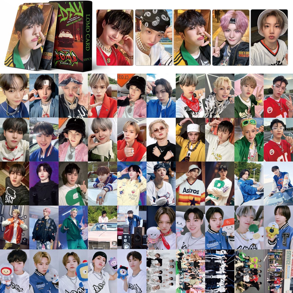 Treasure Album B.O.M.B Photocard Treasure REBOOT BONA BONA & MOVE & Date with You Lomo Card Postcard 55pcs/box