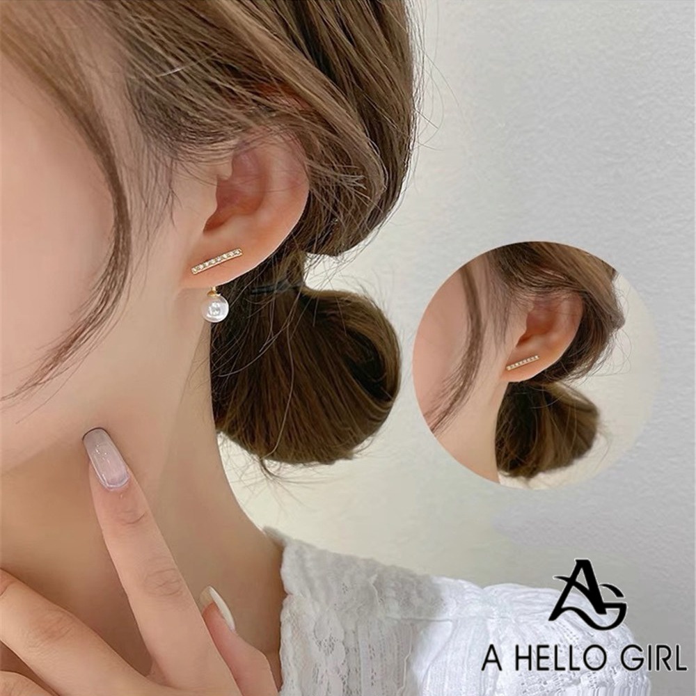 Bông Tai Ngọc Trai HELLO GIRL Đơn Giản Thời Trang Hàn Quốc 2024