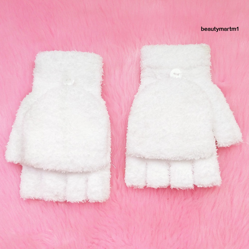 1 Đôi Găng Tay Hở Ngón Màu Trơn Mềm Mại Giữ Ấm Mùa Thu Đông Cho Nữ