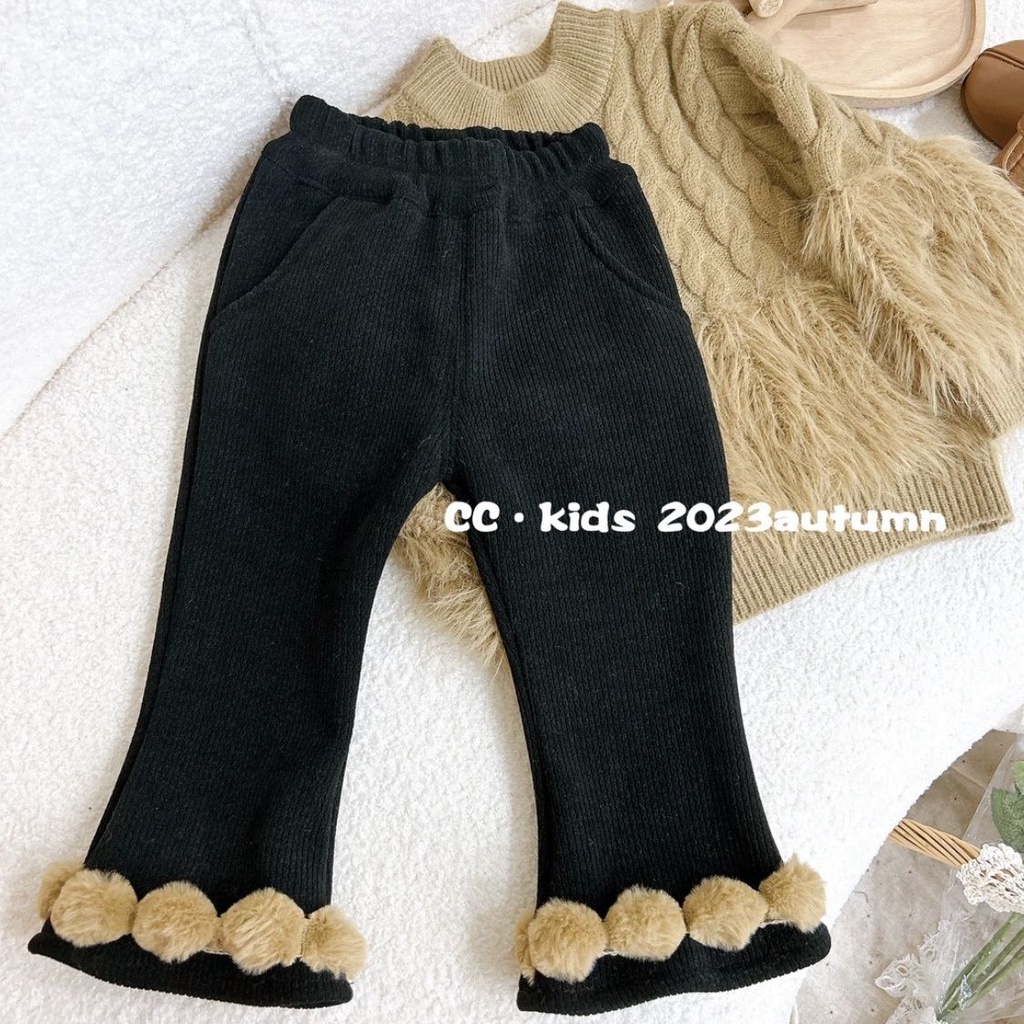 Hàng Mới Về Mới Set Áo Thun Tay Dài + Quần Dài 50% Lông Cừu Thời Trang Thu Đông Phong Cách Hàn Quốc Cho Bé Gái