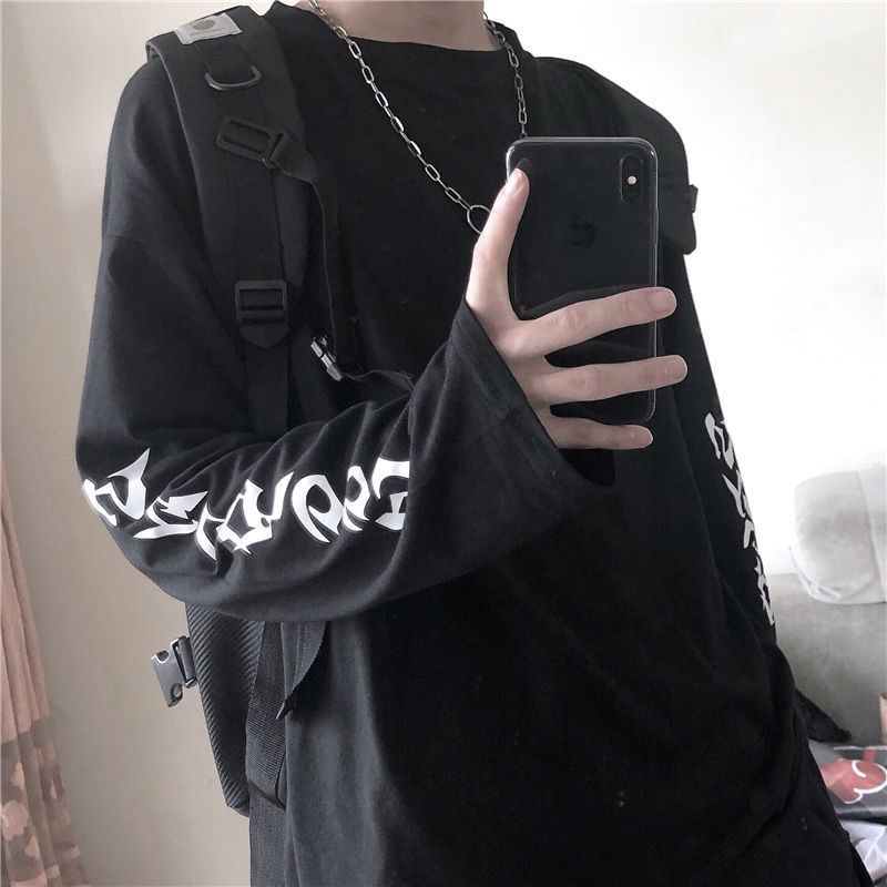 Áo Thun Tay Dài Dáng Rộng plus size In Chữ Đơn Giản Thời Trang Cho Nam