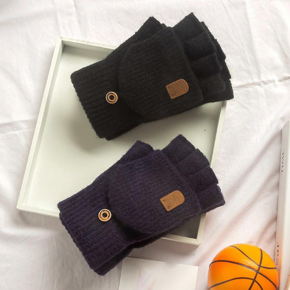 Haniray 1 Đôi Găng Tay Len Dệt Kim Hở Ngón Dày Dặn Ấm Áp Mùa Đông Không Ngón Có Thể Chạm Màn Hình Cảm Ứng Dành Cho Nam Nữ