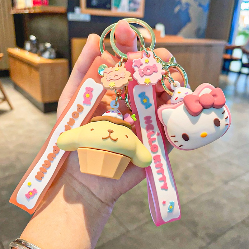 Hoạt Hình Móc Khóa Silicon Hình Mèo sanrio Xinh Xắn