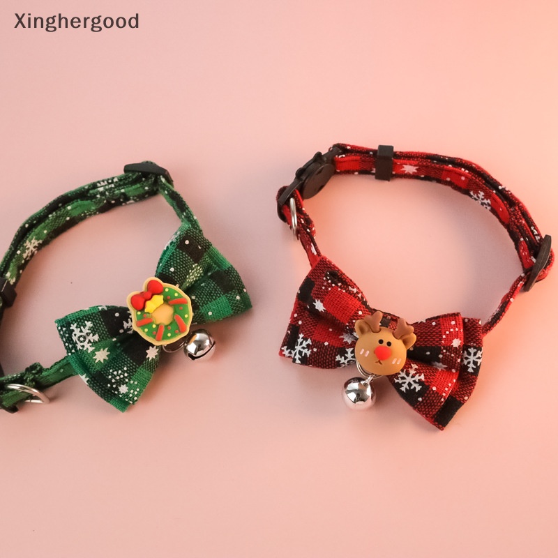 Vòng Cổ Hình Cây Thông / Tuần Lộc / Người Tuyết Có Chuông Trang Trí Giáng Sinh Cho Thú Cưng xinghergood xhg