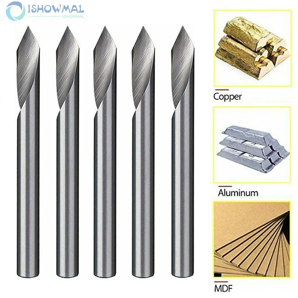 High Hardness 20 Deg V Groove Engraving Tool 5pcs Flat Bottom Spiral Router Bits-New In 11-